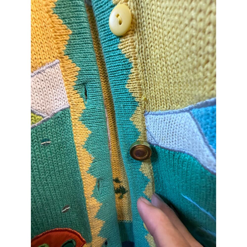 Quacker Factory Cardigan L Beach Vacation Embellished Coastal Grandma Vintage - Picture 5 of 14